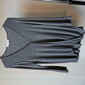 eri + ali Gray Mock-Wrap 3/4 Sleeve